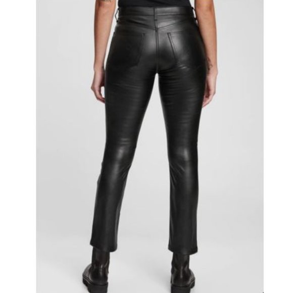GAP Women's High Rise Faux Leather Slim Fit Jeans in Black Size 29/8s NWT $79 - Picture 2 of 4